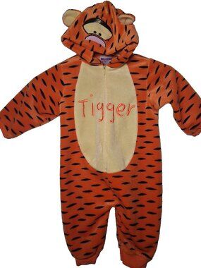 Tigger The Tiger Costume Youth Baby 12 Mos Orange Plush Zip Hooded Character